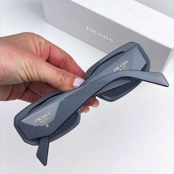 Prada PR17WS 11N09T Sunglasses Marble Gray Graphite Black Rectangle Unisex - Picture 6 of 14